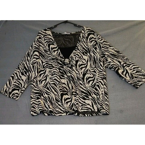 JM Collection Womens Top 3X‎ Animal Print Knit Scoop Neck 3/4 Sleeve Tunic - Picture 1 of 8